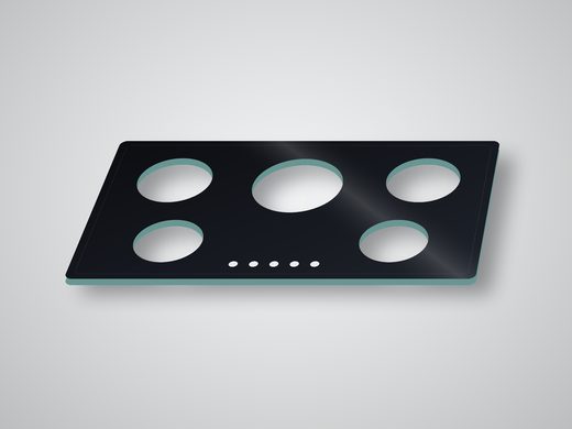 5-burner hob glass, black