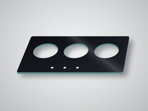 3-burner hob glass, black