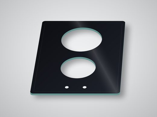 2-burner hob glass, black
