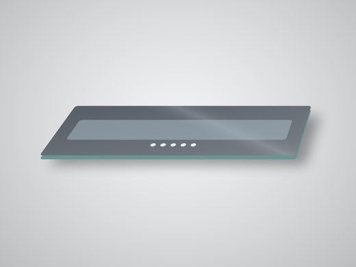 Built-in hood glass with control strip